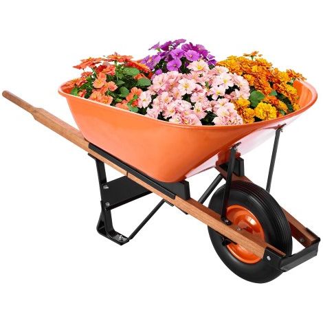 Brouette à 1 Roue - Capacité de Charge 150 kg Chariot de Jardin (1/5)