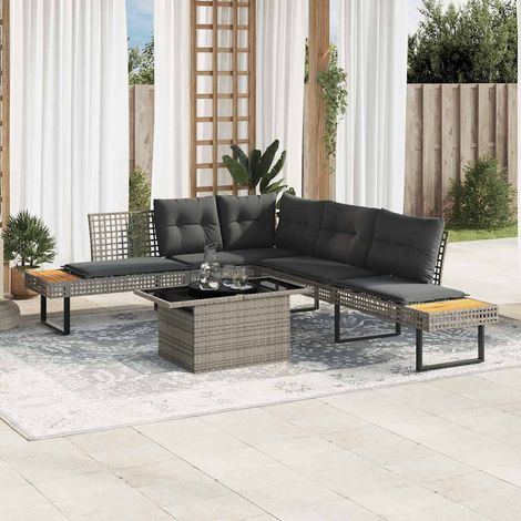 Maison Exclusive - 2-tlg. Garten-Sofagarnitur mit Kissen Grau Pol