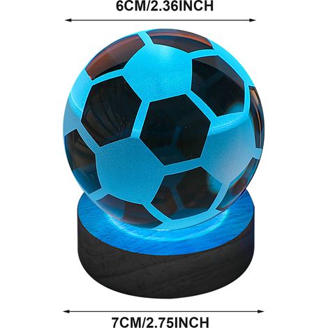 Boule de Cristal LED 6cm sur Socle en Bois Naturel 7cm Lampe de Nuit Décorative Multicolore USB (1/5)