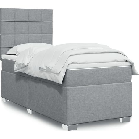 Boxspringbett mit Matratze Hellgrau 80x200 cm Stoff