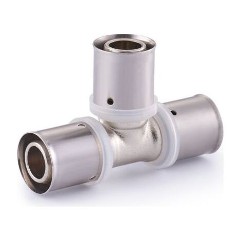 1 pièce Raccord multicouche, té égal à sertir, diamètre 20 mm, profil TH/H/U, double joint torique, pour tubes multicouche (1/4)