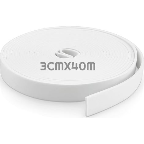 Auto Adhésif pour Enduit de Ragréage Bande de Joint de Dilatation pour Isolation Périphérique pour Chape autocollante Cloison Chauffage par le Sol(3 cm x 40 m,Blanc) (1/5)