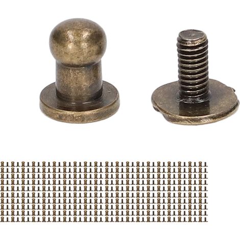 200 jeux de rivets à tête ronde Chicago 7x5mm, rivets à tête ronde en cuivre pur faits main et rivets en cuir adaptés aux sacs à main, couleur bronze antique. (1/5)
