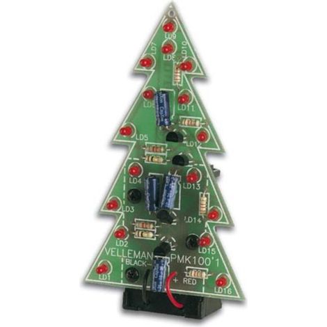 Sapin De Noël - Avec Leds Clignotantes - Pour Intérieur - 60 X 100 X 25 Mm - 16 Leds - Alimentation Pile 9 V - 1 Pièce (1/4)