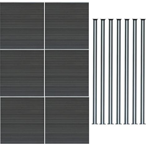 Composite Fence Panel x 6 & 7 Aluminium Posts 6ft Board Grey