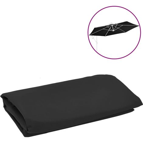 Tissu de remplacement pour parasol déporté Noir 350 cm (1/4)