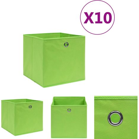 The Living Store Aufbewahrungsboxen 10 Stk. Vliesstoff 28x28x28 cm Grün - Ordnungshelfer