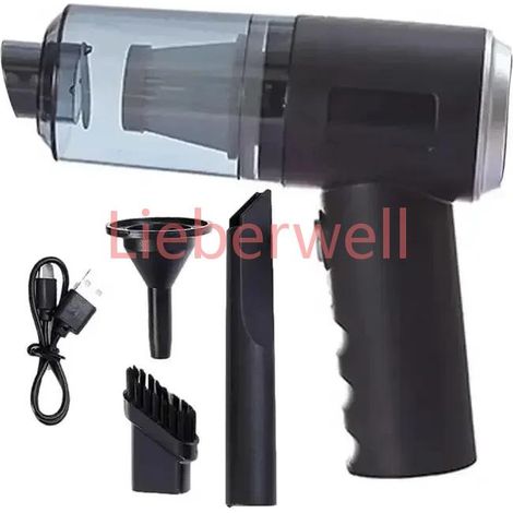 Petit aspirateur domestique sans fil avec chargeur USB, double usage pour la maison et la voiture, noir, haute puissance 120W, puissant,noir (1/5)