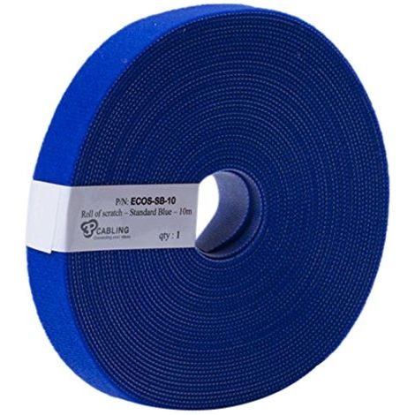 PATCHSEE ECO-SCRATCH, KLETTBAND, 10M LANG,19MM BREIT, BLEUE - KLETTBANDROLLE POUR BEFESTIGUNG DE KABELN. PREISGÜNSTIG, SCHONEND