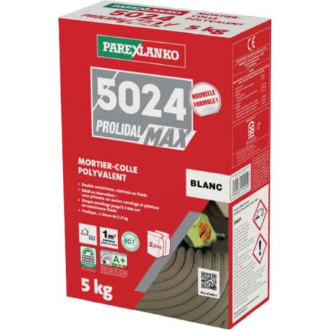 Verbesserter Fliesenkleber PAREXLANKO 5024 Prolidal Max - Weiß - 5 kg - L5024BL05