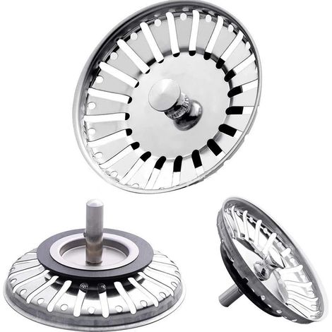Crépine de lavabo de haute qualité 84 mm en acier inoxydable 304, bouchon de vidange, filtre à eau, accessoires pour évier de cuisine (1/5)