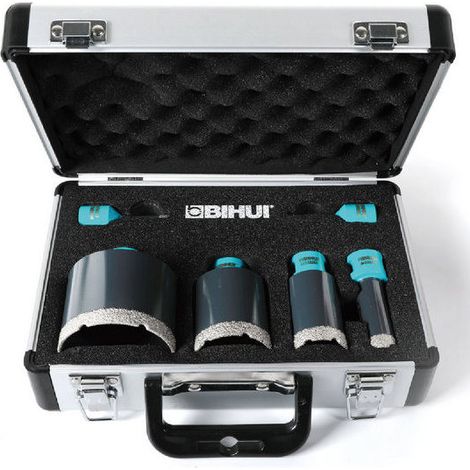 Coffret de trépans diamantés maxi (M14), diamètres 6, 8, 20, 35, 50, 70