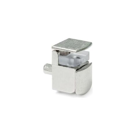 Emuca Soporte para estante de cristal, D. 5 mm, Plástico y zamak, Niquelado, 50 ud. - (1/4)