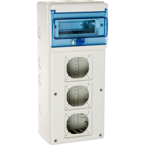 Solera – Coffret électrique étanche IP65 pour 3 prises – 1 rangée de 8 modules – Résistance IK08 – Pré-perforé pour passage de câbles - 1308pv3 (1/2)
