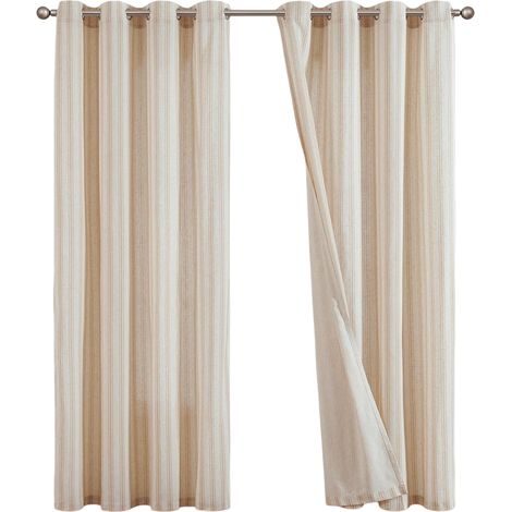 TOPICK Tenda Soggiorno Occhielli 130x245 cm Beige Righe 1 Pezzo (1/5)