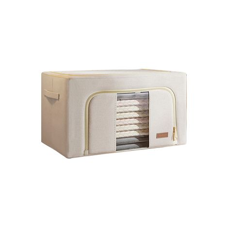 Joybos Caja de almacenamiento de ropa 100 l plegable de algodón 60x42x40 cm Beige
