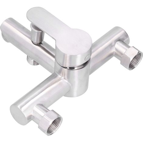 Robinet de baignoire G1/2 en acier inoxydable brossé, mitigeur eau chaude/froide, robinet de douche triple (1/5)