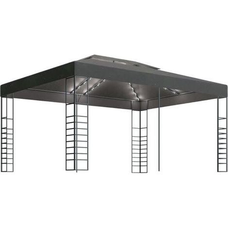 Un gazebo avec guirlande lumineuse LED, 3x4 mètres, gris anthracite. (1/5)