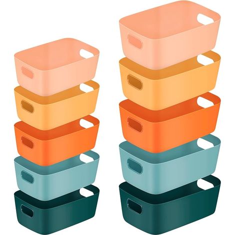 Aufbewahrungsboxen aus Kunststoff, Organizer-Körbe, Aufbewahrungskörbe in verschiedenen Farben für Küche, Kleiderschrank, Büro, Badezimmer, Spielzeug, Haushalt (10 Stück) (1/5)