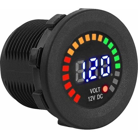 Voltmeter, 12V Motorcycle Car LED Digital Display Voltmeter Voltage Waterproof Voltmeter Gauge Digital Display Black Car Battery Voltage Gauge Monitor Tester Voltmeter (1/5)