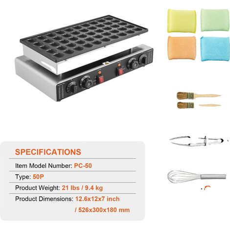 Macchina per crêpes, design antiaderente, doppio controllo della temperatura, 50 pezzi (1/2)