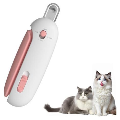 Adjustable Cat Nail Clippers, Round Nail Trimmer with Dust Compartment, Safe Grooming Tool (Pink) (1/5)