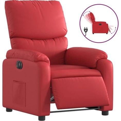 Fauteuil inclinable électrique, similicuir rouge (1/5)