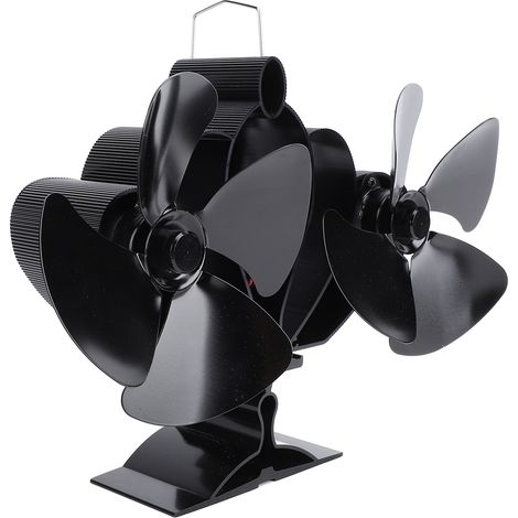 Ventilateur de poêle à bois à 8 pales en alliage d'aluminium, silencieux et efficace, alimenté par la chaleur, avec thermomètre magnétique (1/5)