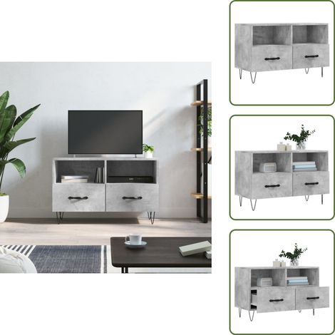 Meuble TV Gris béton 80x36x50 cm Bois d'ingénierie - Meubles Tv - Meuble Tv Gris - Meuble Tv Moderne - Rangement Tv - Meuble Multimedia (1/5)