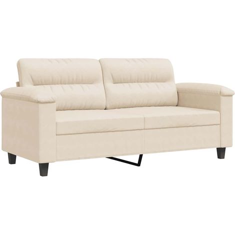 Canapé Sofa à 2 places Beige 140 cm Tissu microfibre (1/5)