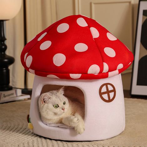 Maison Pour Animaux - Lit Pour Chat Et Chien Petit - Abri Semi-fermé Avec Tapis Amovible Et Lavable - Décoration De Noël Intérieure - 1 Pièce (1/5)