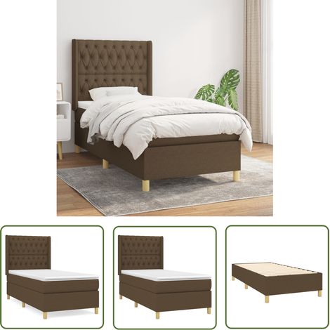 The Living Store Boxspringbett mit Matratze Dunkelbraun 100x200 cm Stoff - Boxspringbett - Doppelbett - Lattenrost - Bettrahmen - Massivholzbette (1/5)