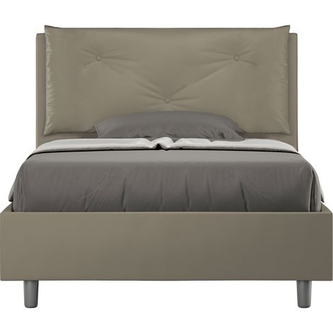 Letto 1 Piazza E Mezzo 120x200 cm Senza Rete Imbottito in Similpelle Appia Large Cappuccino (1/5)