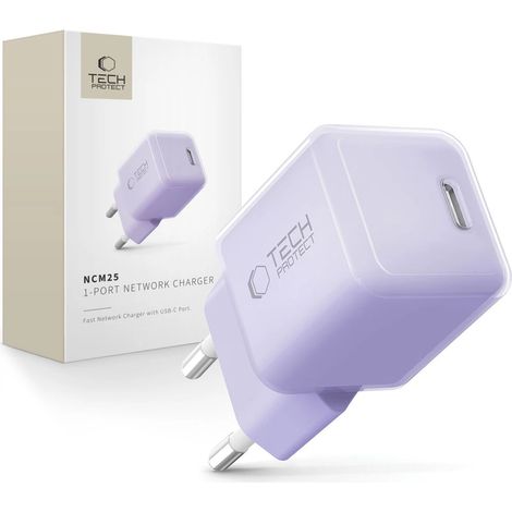Tech-Protect NCM25 USB-C PD 25W Wandladegerät – Lila (1/5)
