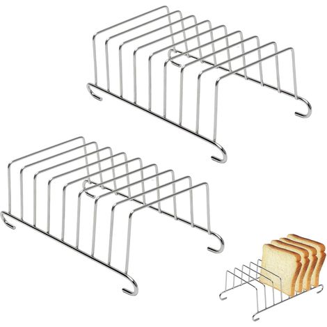 Lot de 2 Supports à pain, Acier inoxydable, 8 tranches, Accessoire cuisine, Pour friteuse air chaud et four (1/5)