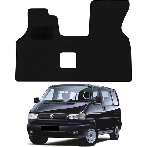 Tapis de Sol de Voiture Remplacement pour VW T4 1990-2004, Tapis de Sol Haut de Gamme Siège Avant Tapis de Voiture Noirs Classiques Adaptés Tapis de voiture classique pour siège avant,- (1/5)