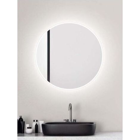 Runder LED-Badezimmerspiegel - Durchmesser: 60 cm - Wandmontierter Spiegel mit Beleuchtung - Geeignet für feuchte Räume dank des Aluminiumgehäuses - Lichtfarbe: Neutralweiß (1/4)