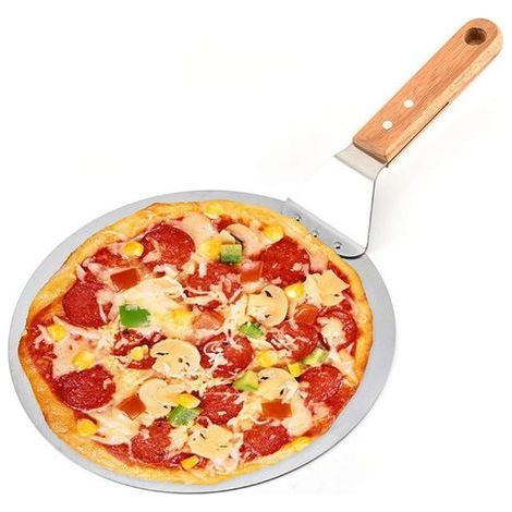 Pelle à Pizza en Acier Inoxydable Transfert de Gateau Rond Poignée en Bois Cuisson Pelle Paddle Outils de Cuisson pour Cuisson de Pizza Maison, Pain, Gateau- (1/5)