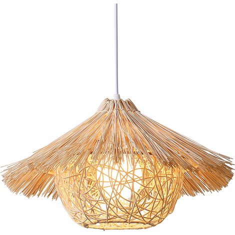 Ortviai Suspension en rotin tissé pour chambre, salle à manger ou gîte – design rustique et élégant, 40 x 20 cm (1/5)