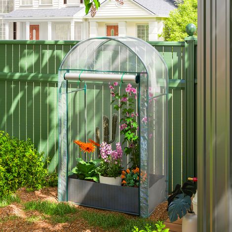 Mini Serre de Balcon - Sac de Plantation + Housse Plastique Renforcée, Porte Enroulable, Transparent