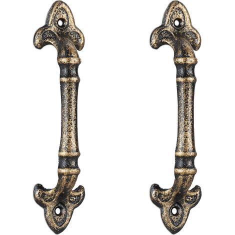 Set mit 2 Vintage-Möbelgriffen aus Gusseisen, Bronze-Finish, für Küchenschubladen und -schränke (1/5)