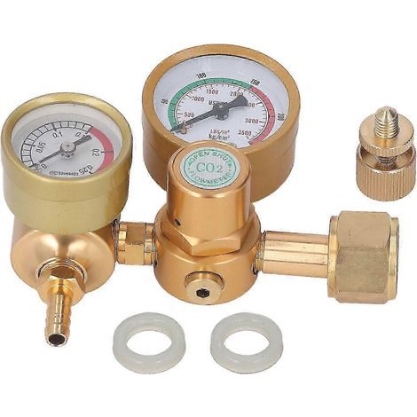 Détendeur argon/CO2 0 à 3500 psi CGA580. entrée filetée femelle 15/16 po. sortie 1/4 po. laiton. manomètre pour soudage TIG/MIG. (1/4)