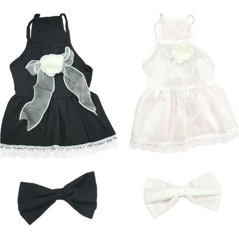 2 pièces robe chiot et chat, robe princesse respirante avec nœud floral, pour chiens et chats petits à grands (1/5)