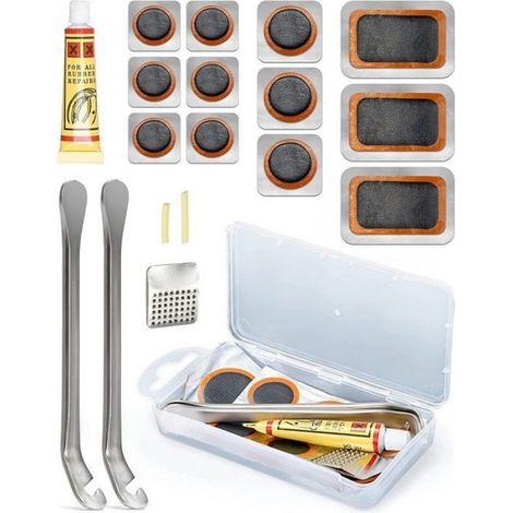 Outils de réparation de pneus de vélo, colle de réparation à froid, kit de réparation de crevaison de pneu de vélo, boîte