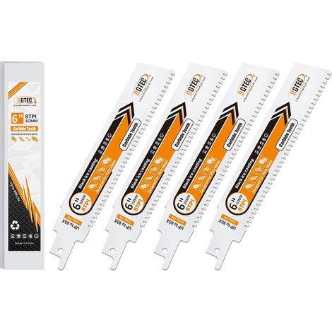 Lame de scie sabre pour le métal épais, le métal dur, l'acier allié, les barres d'armature et les cornières 152mm de 8TPI (4-Pack) (1/5)