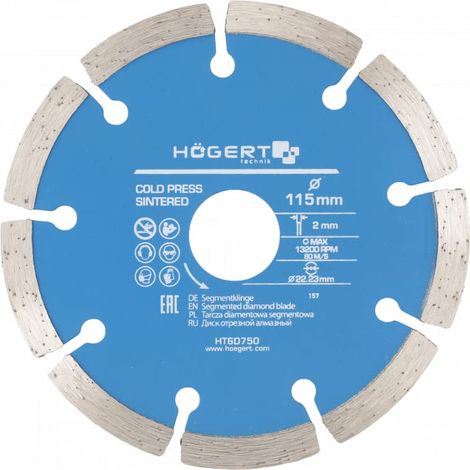 Högert Technik - Disco de diamante 115 mm - El disco de diamante es para cortar las baldosas cerámicas y para cortar las superficies de los materiales de construcción