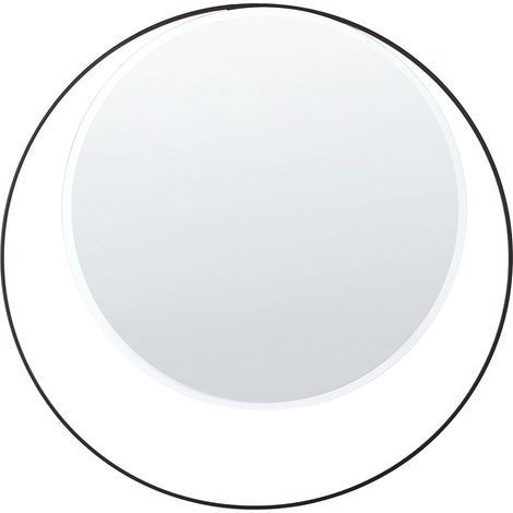 Specchio rotondo in metallo nero 50 cm minimalista soggiorno Agde