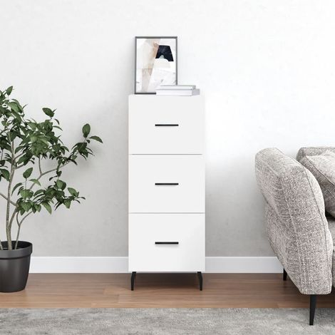 Buffet bas,Buffet Commode industriel blanc 34,5x34x90 cm bois d'ingénierie -QS48783 (1/5)