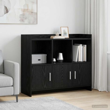 vidaXL Credenza Rovere Nero 98,5 x 33 x 80 cm Legno ingegnerizzato (1/5)