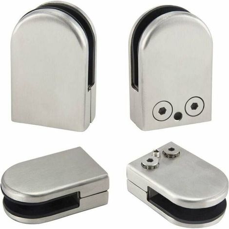 abrazaderas de vidrio de acero inoxidable de 6-8 mm, ajustables, con conexión trasera plana, para barandilla, escalera, pasamanos y ventana, color plateado. (1/4)